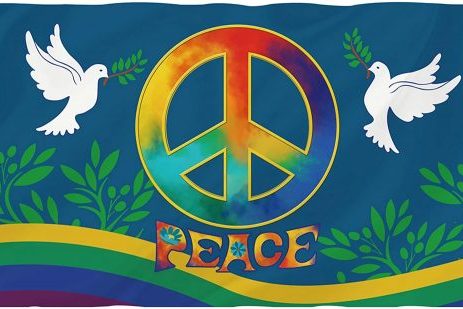 Bandiera-della-pace-dell-albero-dei-Bonsai-colore-vivido-e-bandiere-di-pace-cucite-con-anelli